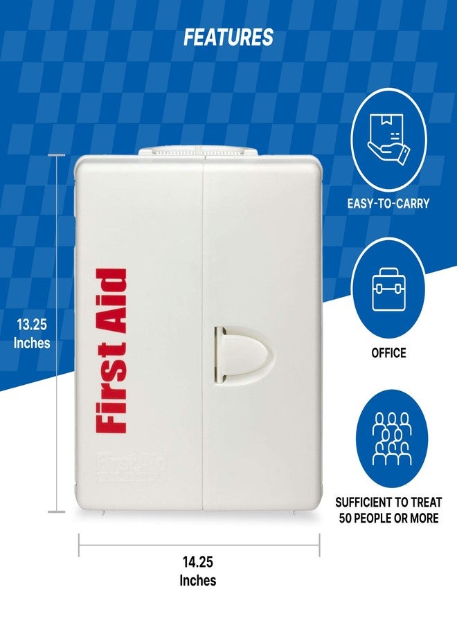 فرست أيد أونلي حقيبة إسعافات أولية من سمارت كومبلاينس، سعة 50 شخصًا، متوافقة مع معايير إدارة السلامة والصحة المهنية (OSHA)، مناسبة للشركات، تحتوي على خزانة إسعافات أولية بلاستيكية كبيرة مع أدوية، 245 قطعة. - Image 4